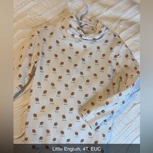 Little English Football Print Long Sleeve Turtleneck